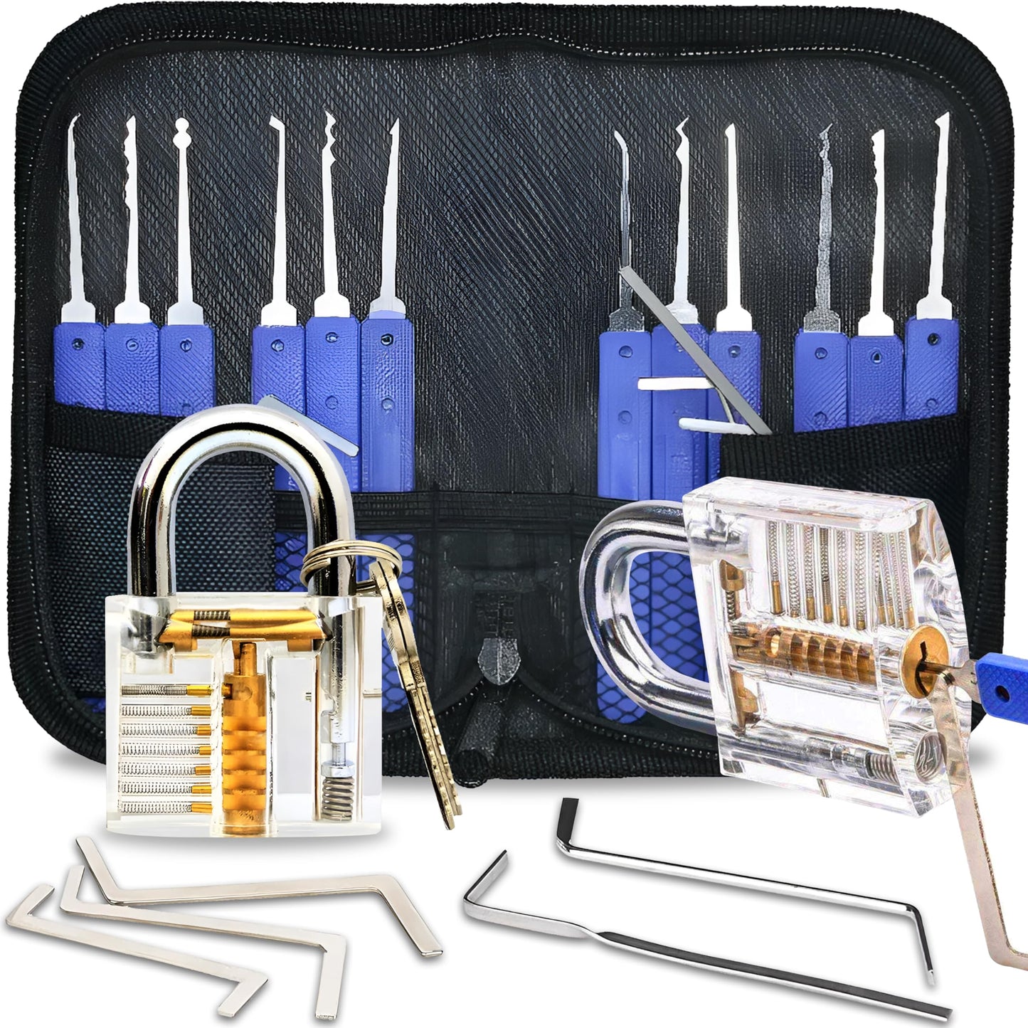 Lock Picking Set 17 Pieces Lock Pick Set, 12 Picks and 5 Torque Wrenches, The Perfect Lock Pick Set for Beginners and Professionals Locksmiths, Master Key Systems, for Locksmiths, Black