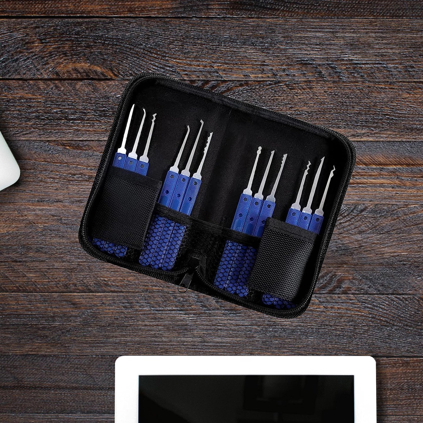 Lock Picking Set 17 Pieces Lock Pick Set, 12 Picks and 5 Torque Wrenches, The Perfect Lock Pick Set for Beginners and Professionals Locksmiths, Master Key Systems, for Locksmiths, Black