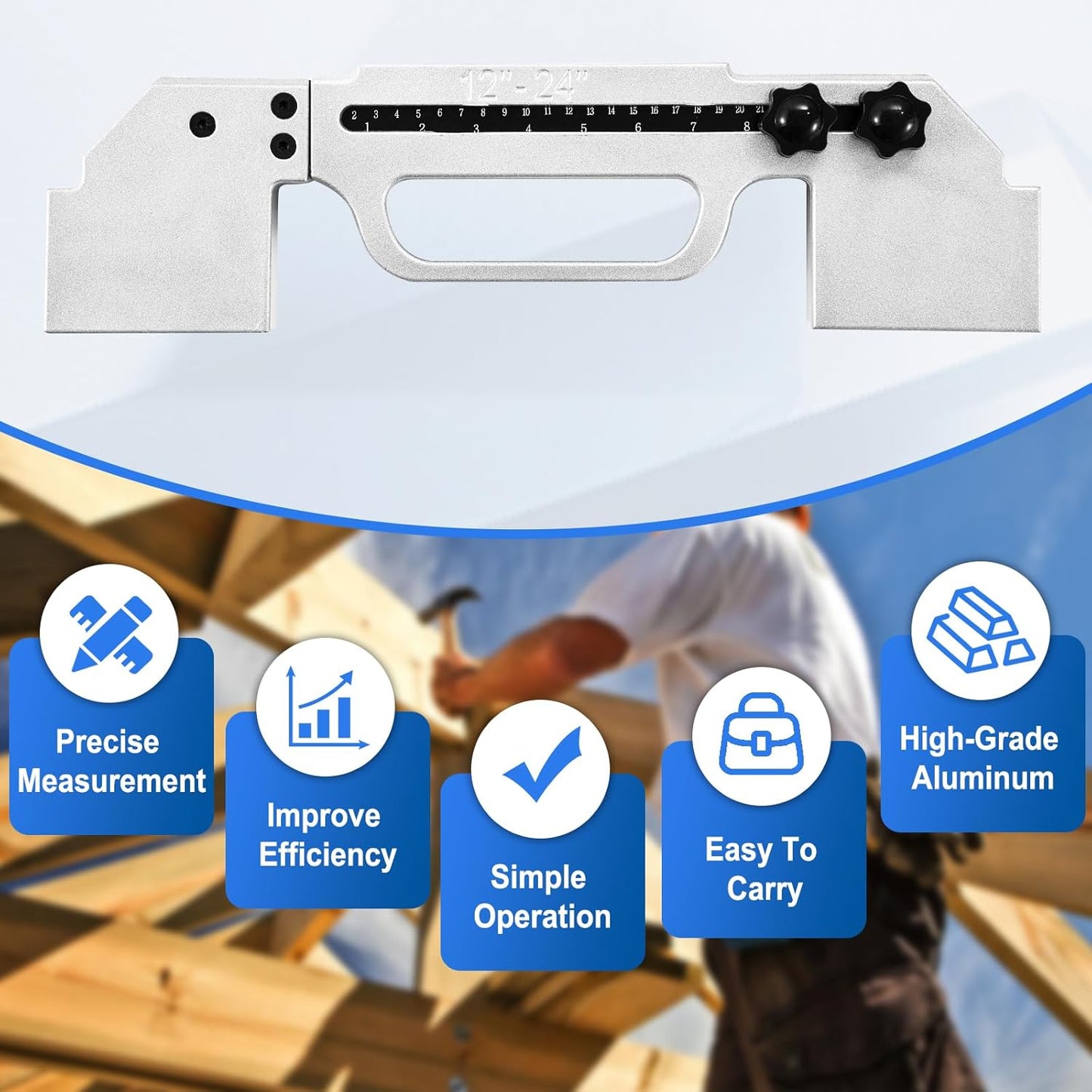 2Pack Portable Adjustable Framing Tools for 12-24 Inch On-Center, Stud Layout Tool, Stud Spacer Framing Tool, Precision Measurement Framing Spacing Tool for Framing Wall