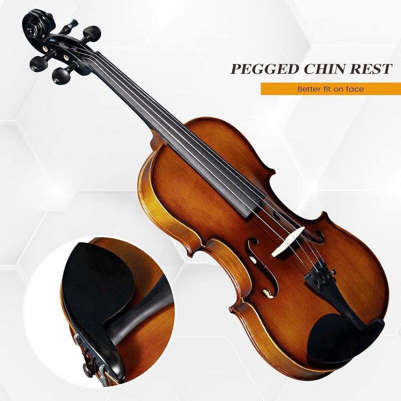 Asmuse Full Size 4/4 Violin Kit, Premium Solid Wood Starter Violin with Bow Case for Beginner Adult (Natural)