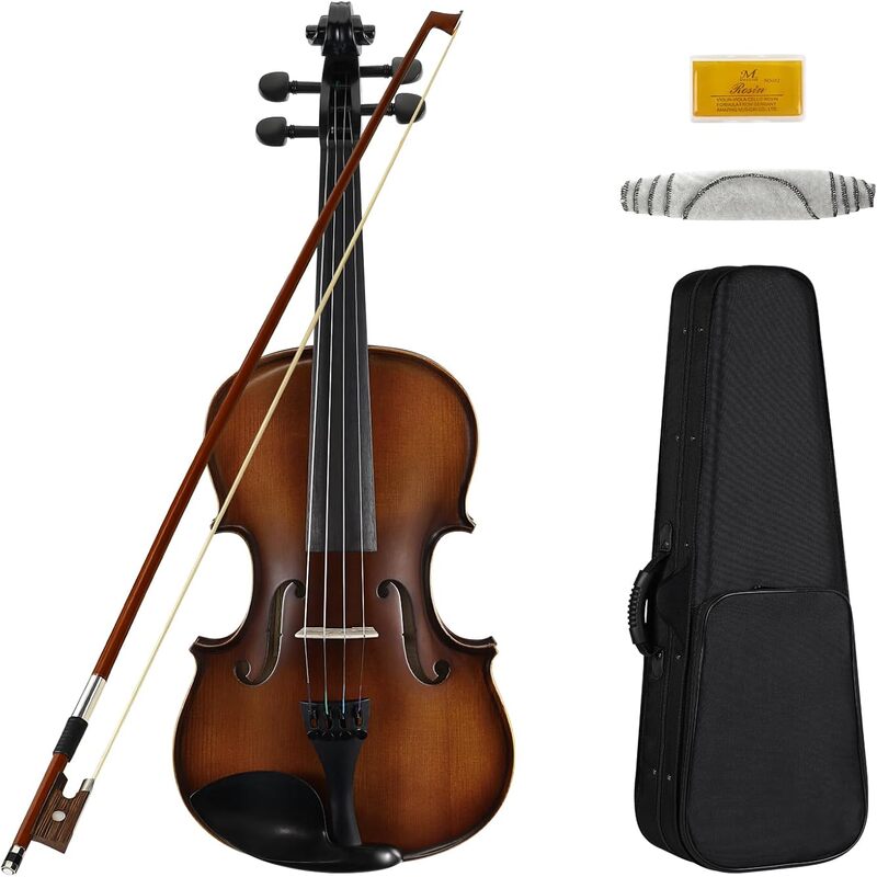 Asmuse Full Size 4/4 Violin Kit, Premium Solid Wood Starter Violin with Bow Case for Beginner Adult (Natural)