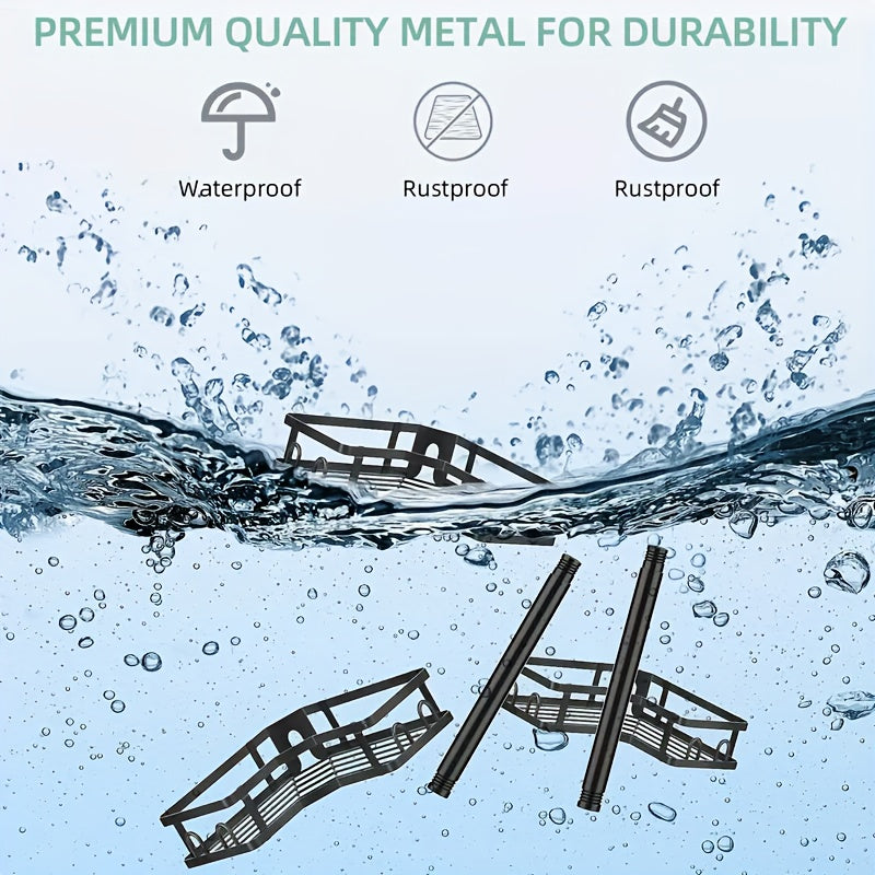 Corner Shower Caddy Tension Pole, 4 Tier Adjustable Shower Organizer Corner 62-115 Inch, Rustproof Bathroom Corner Shower Shelves For Bathtub Storage