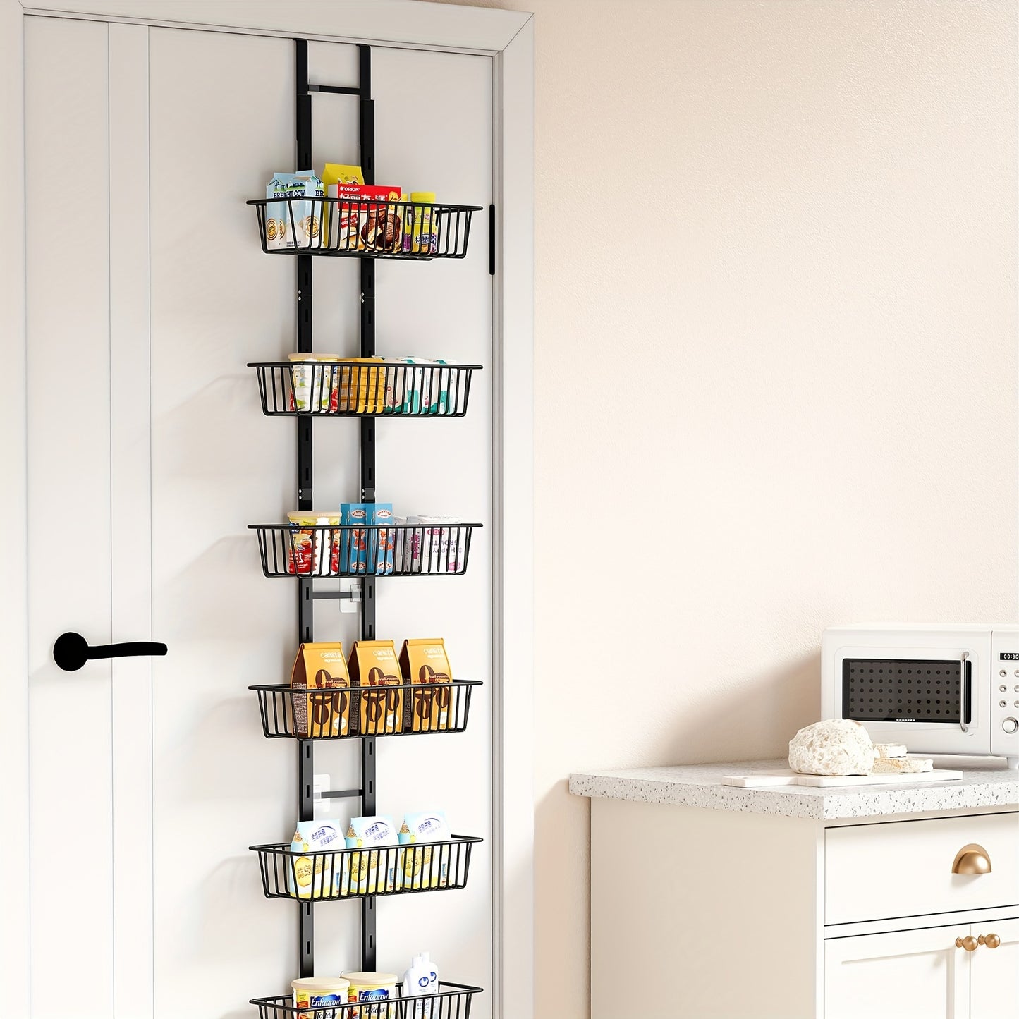 Over-the-Door Pantry Organizer | 6-Tier Hanging Rack with Adjustable Baskets