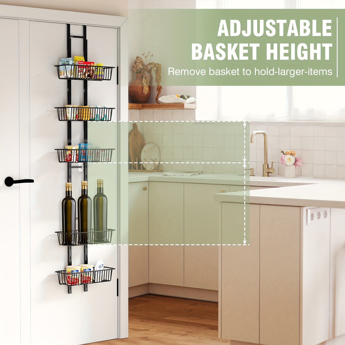 Over-the-Door Pantry Organizer | 6-Tier Hanging Rack with Adjustable Baskets