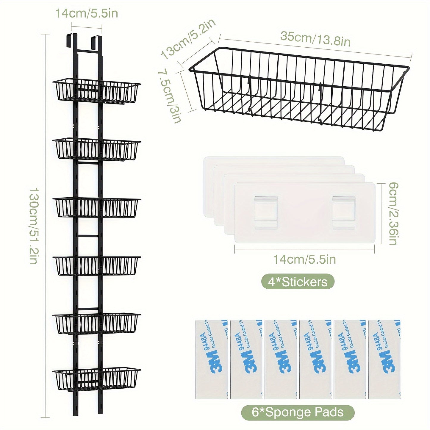 Over-the-Door Pantry Organizer | 6-Tier Hanging Rack with Adjustable Baskets