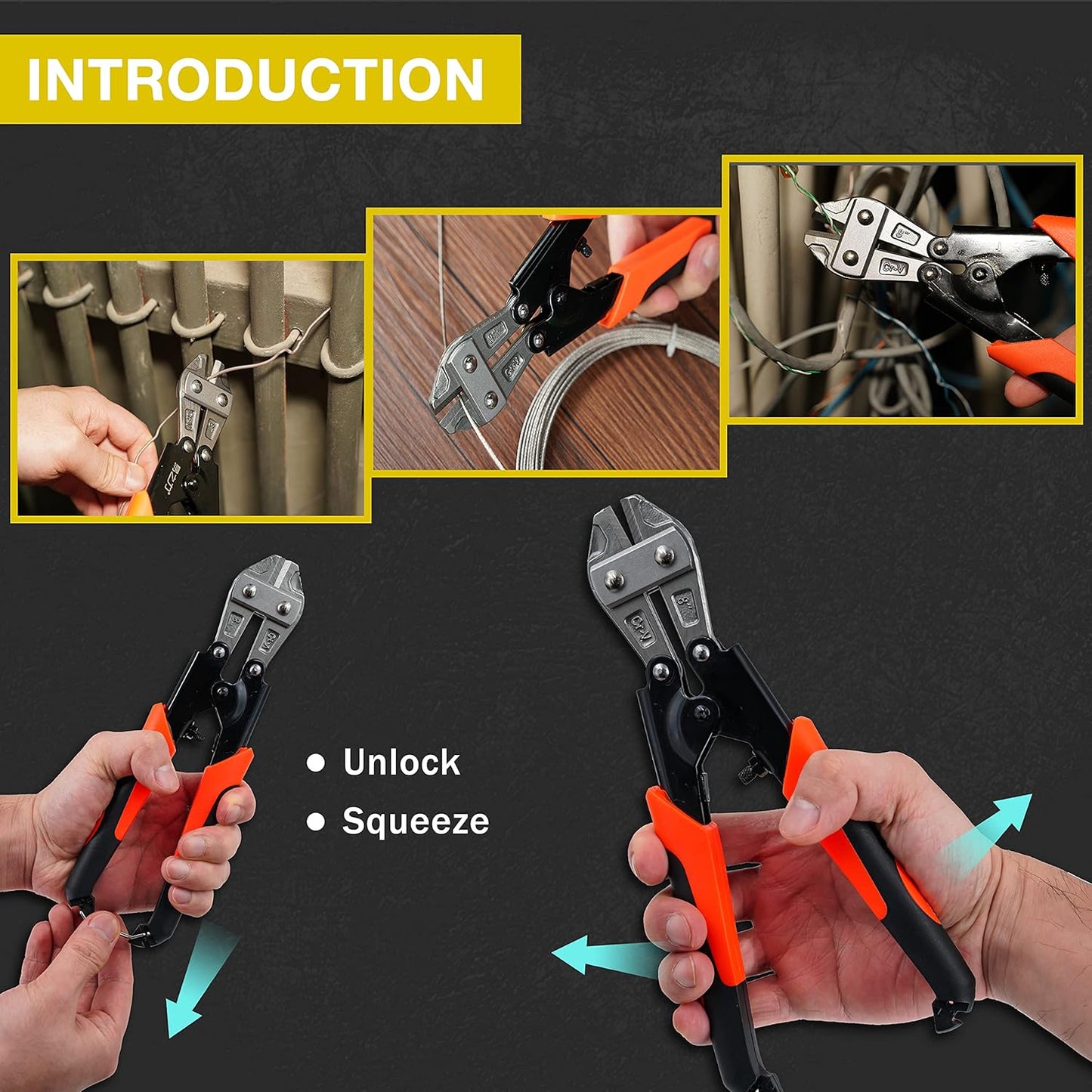 Heavy-Duty Cable Cutter Set | 14" Wire Cutter & 8" Mini High-Leverage Snips