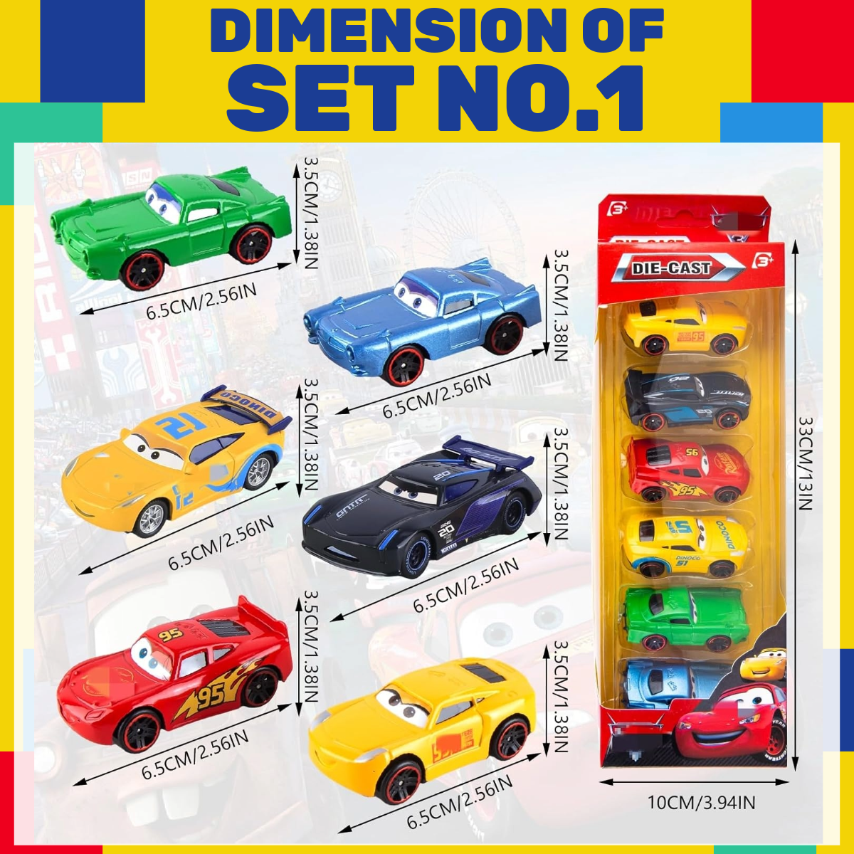 12pcs Disney Pixar Cars 3 Diecast Models Metal Mini Racers Toys Set Birthday Party Gifts Toy - Lightning McQueen & More Fridends