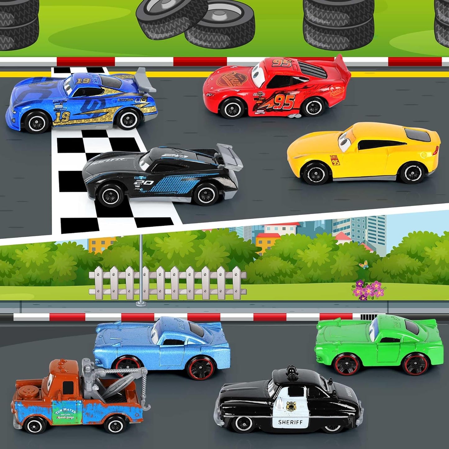 Set of 8 Diecast Cars Toy - Disney Pixar Cars 1:55 Scale Diecast Metal Car Models Racing Mini Vehicles Toys