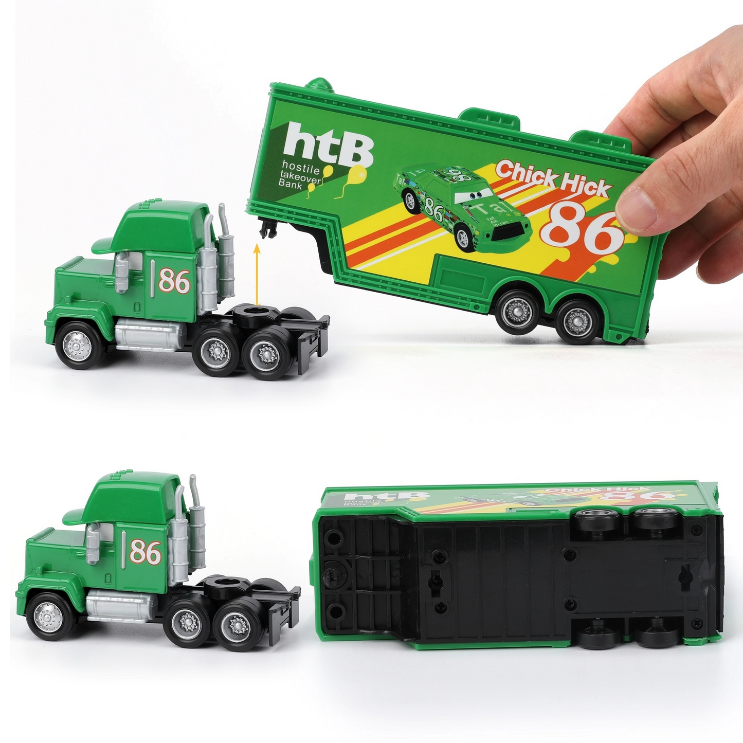 Set of 2 Disney Pixar Cars No.86 Chick Hicks Truck & Car Diecast Toys 1:55 Scale Cars Models