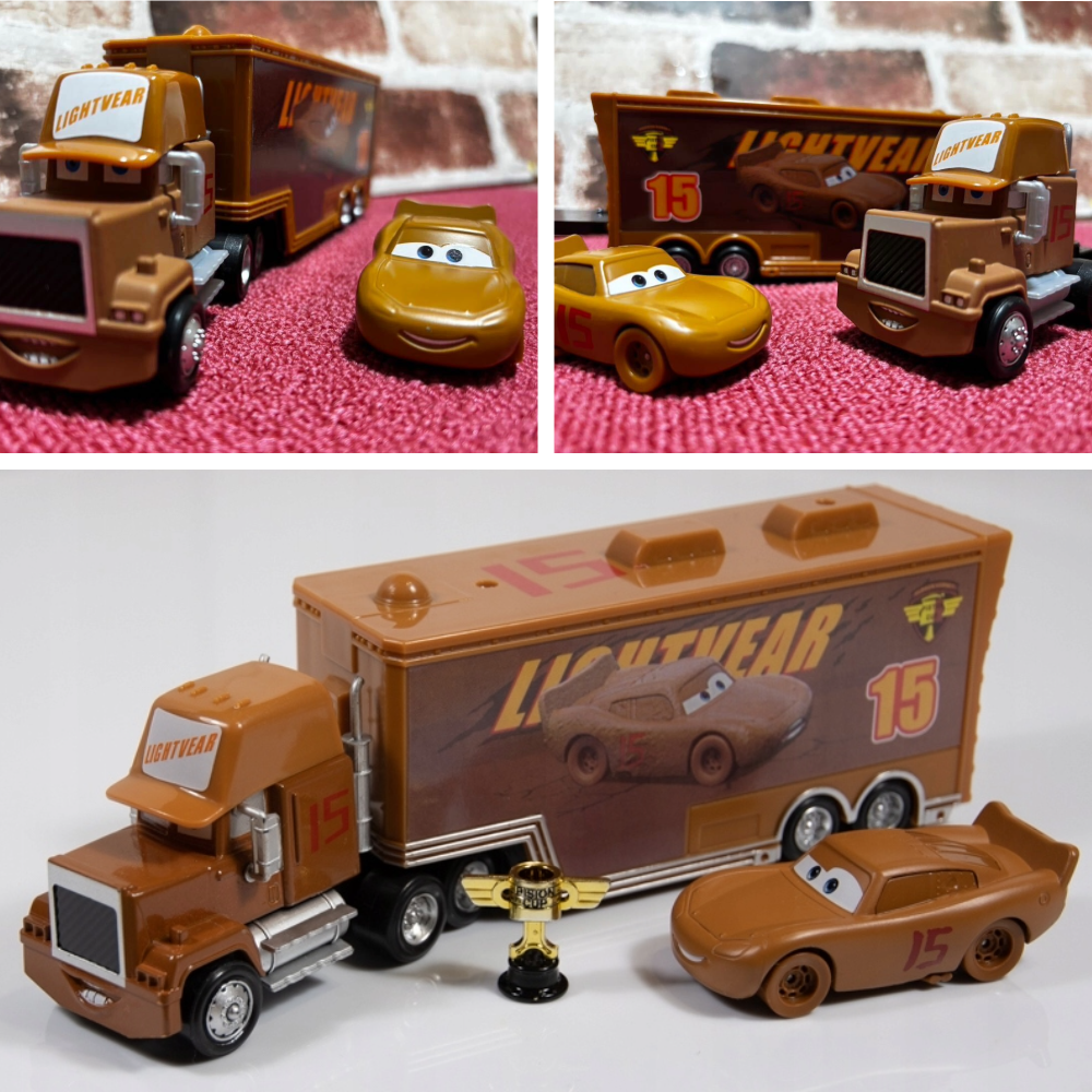 Disney Pixar Cars No.15 Muddy McQueen & Mack Hauler Truck Toys Cars Set 1:55 Scale