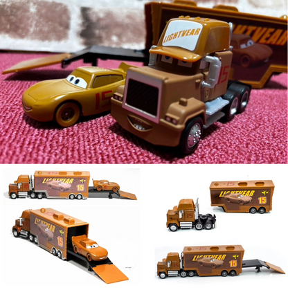 Disney Pixar Cars No.15 Muddy McQueen & Mack Hauler Truck Toys Cars Set 1:55 Scale