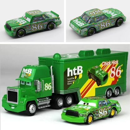 Set of 2 Disney Pixar Cars No.86 Chick Hicks Truck & Car Diecast Toys 1:55 Scale Cars Models