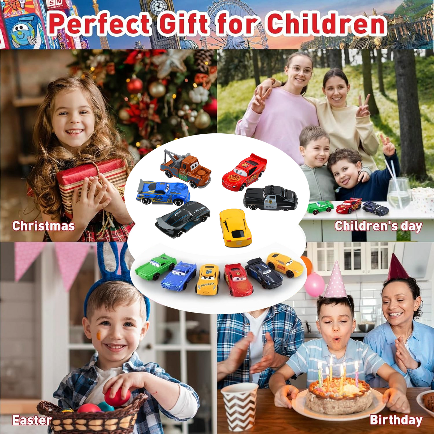 12pcs Disney Pixar Cars 3 Diecast Models Metal Mini Racers Toys Set Birthday Party Gifts Toy - Lightning McQueen & More Fridends