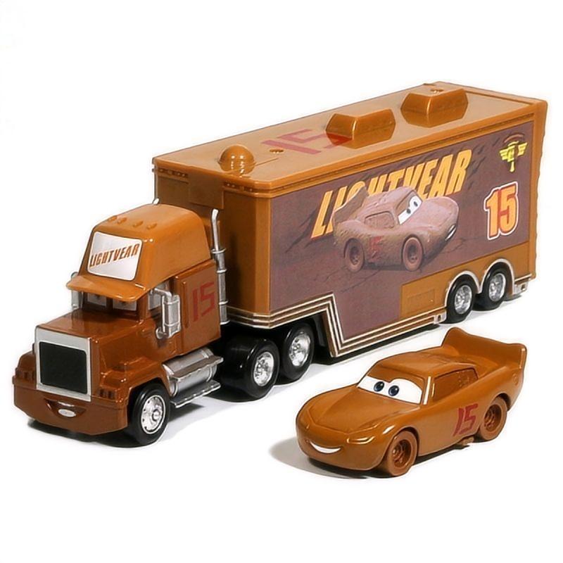 Disney Pixar Cars No.15 Muddy McQueen & Mack Hauler Truck Toys Cars Set 1:55 Scale