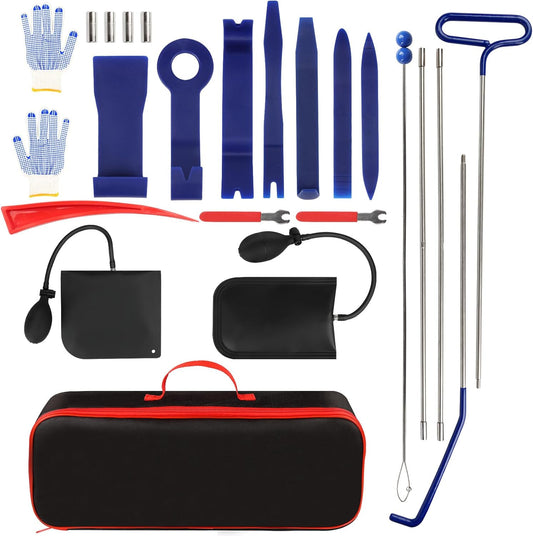 Portable Automotive Tool Set, 22-Piece Stainless Steel Assortment with Fifth Wheel Pin Puller and 68-Inch Pull Hook J-Hook