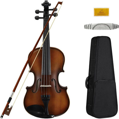 Asmuse Full Size 4/4 Violin Kit, Premium Solid Wood Starter Violin with Bow Case for Beginner Adult (Natural)