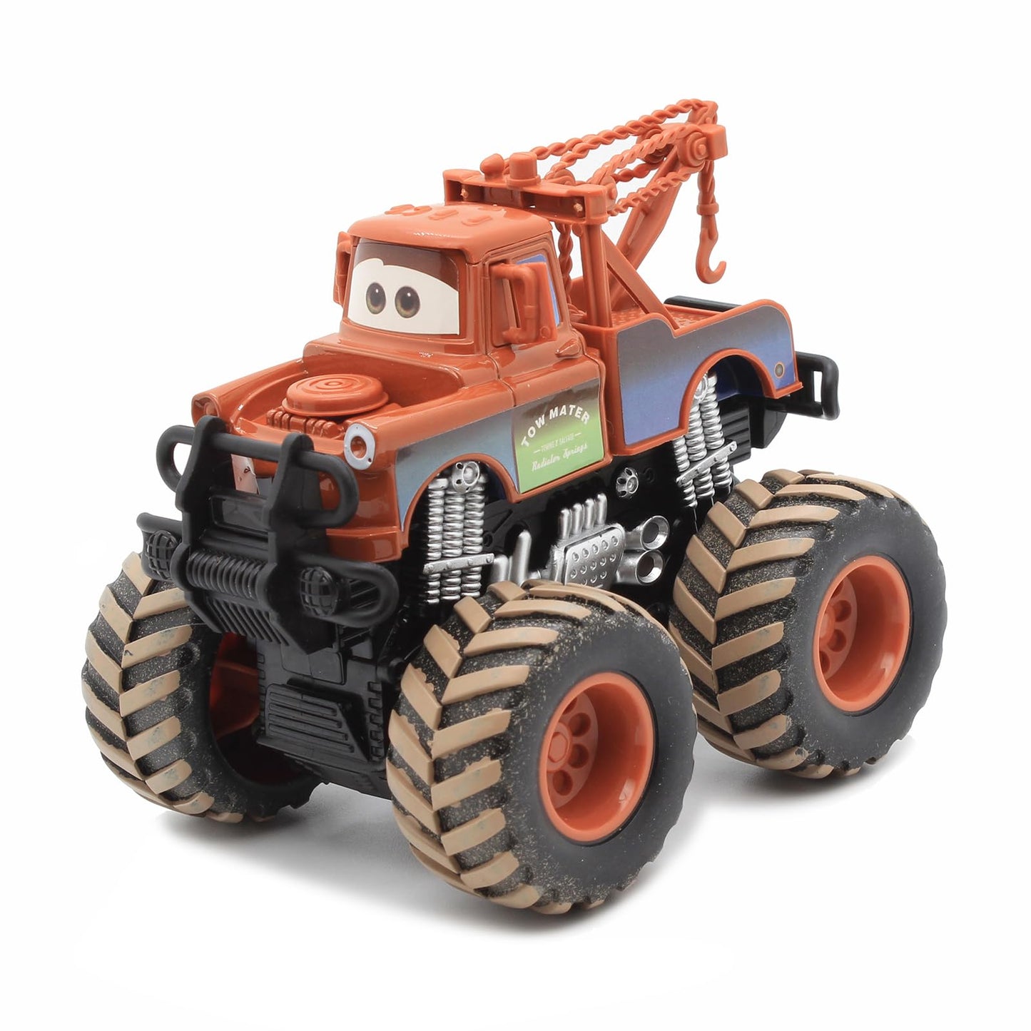 2-Pack Monster Truck Disney Pixar Cars 1:55 Diecast Car Set Big Wheel Buggy Toy Car (Lightning McQueen & Tow Mater)