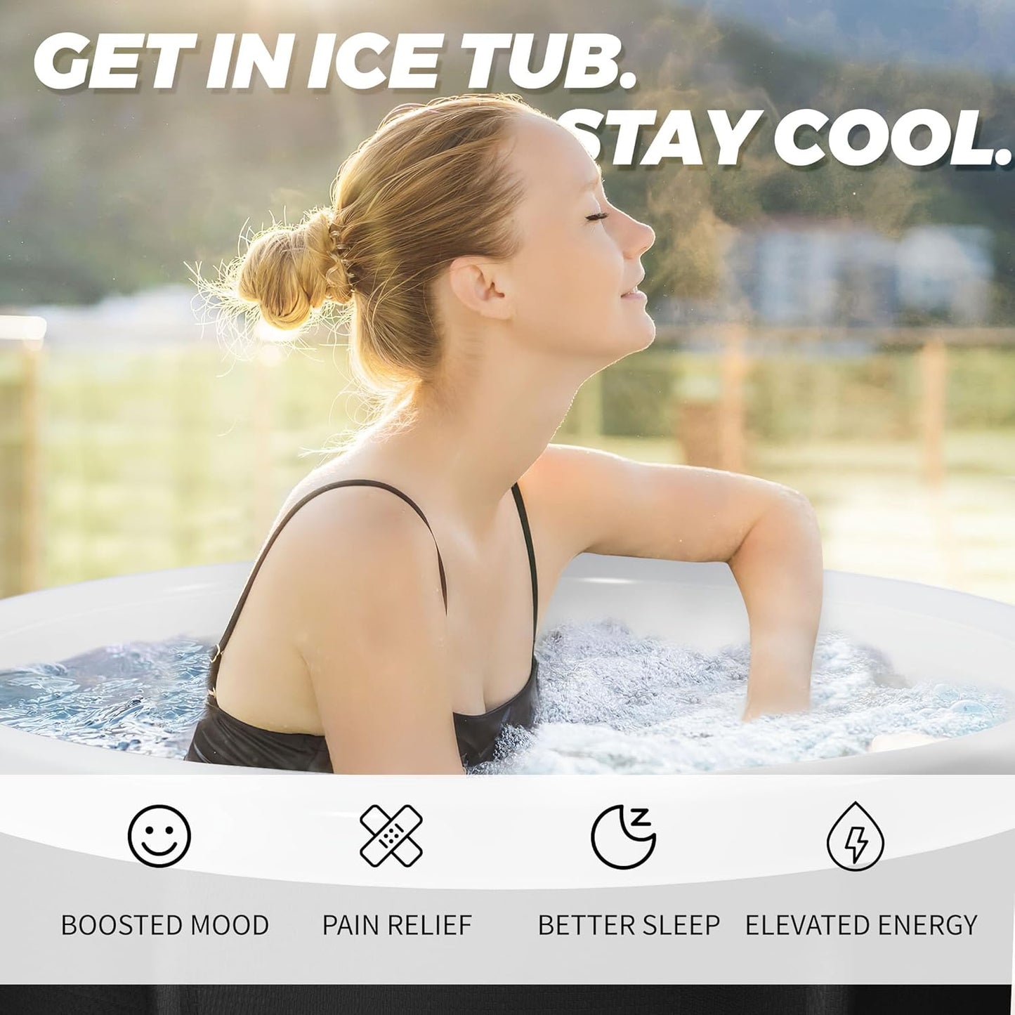 Portable Ice Bath Tub for Athletes - Large Inflatable Cold Plunge Tub with Cover, Nylon Fabric Ice Plunge Tub for Recovery, Cold Water Therapy Pod Outdoor for adults at Home 31.5 IN