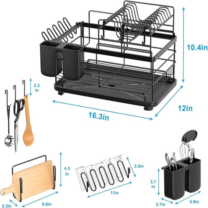 2-Tier Dish Drying Rack | Large Rust-Resistant Kitchen Organizer