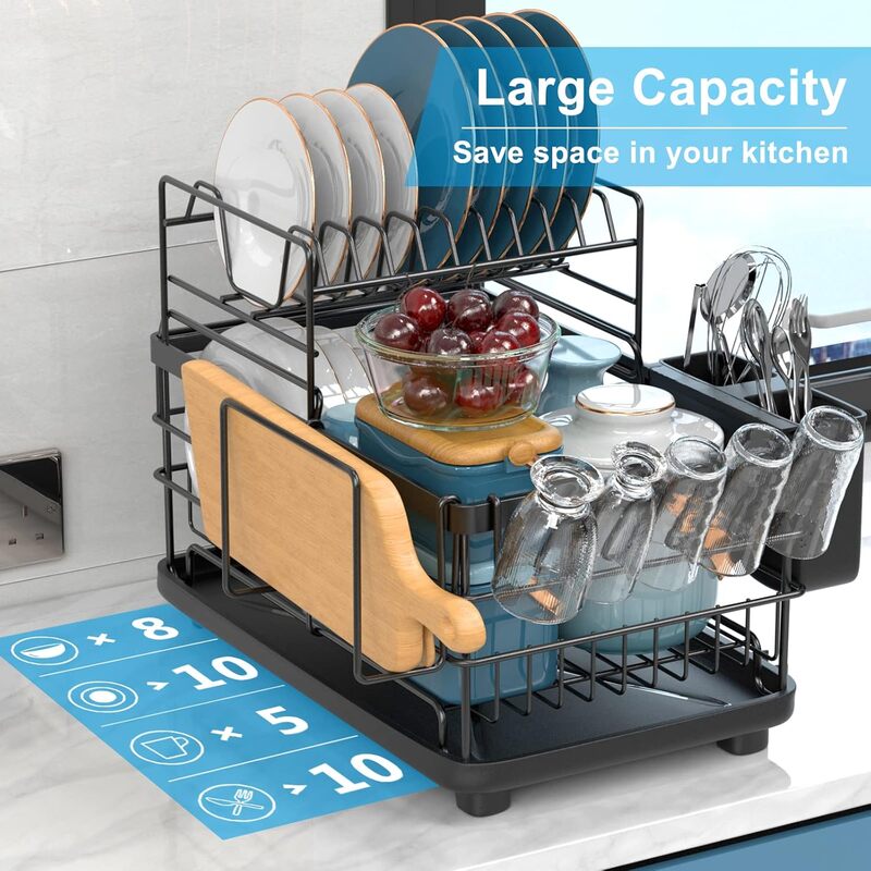 2-Tier Dish Drying Rack | Large Rust-Resistant Kitchen Organizer