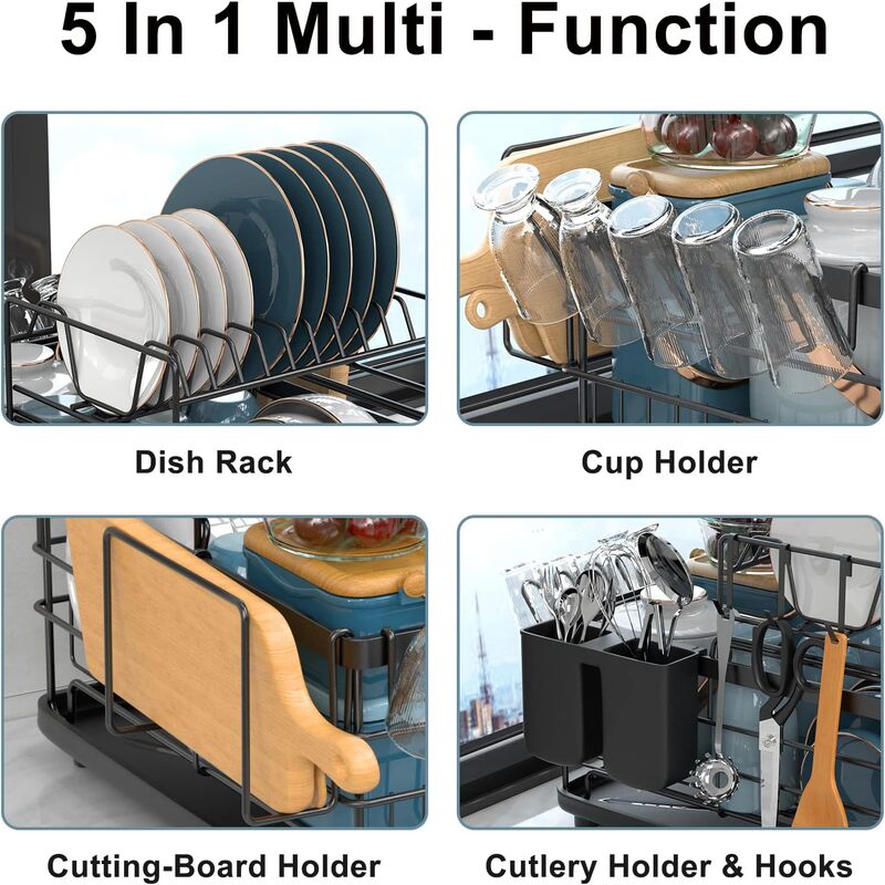 2-Tier Dish Drying Rack | Large Rust-Resistant Kitchen Organizer