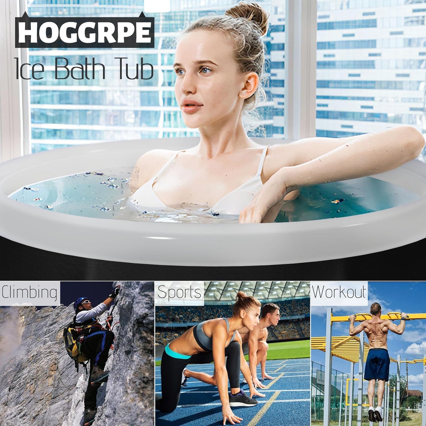 Portable Ice Bath Tub for Athletes - Large Inflatable Cold Plunge Tub with Cover, Nylon Fabric Ice Plunge Tub for Recovery, Cold Water Therapy Pod Outdoor for adults at Home 31.5 IN