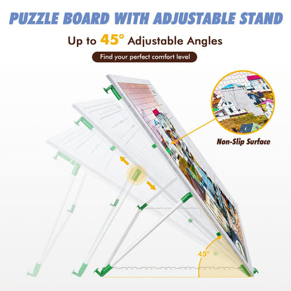 2000-Piece Tilted Puzzle Board | Foldable Mat with Adjustable Stand