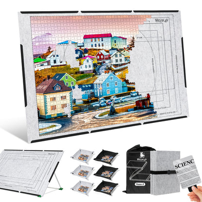 2000-Piece Tilted Puzzle Board | Foldable Mat with Adjustable Stand