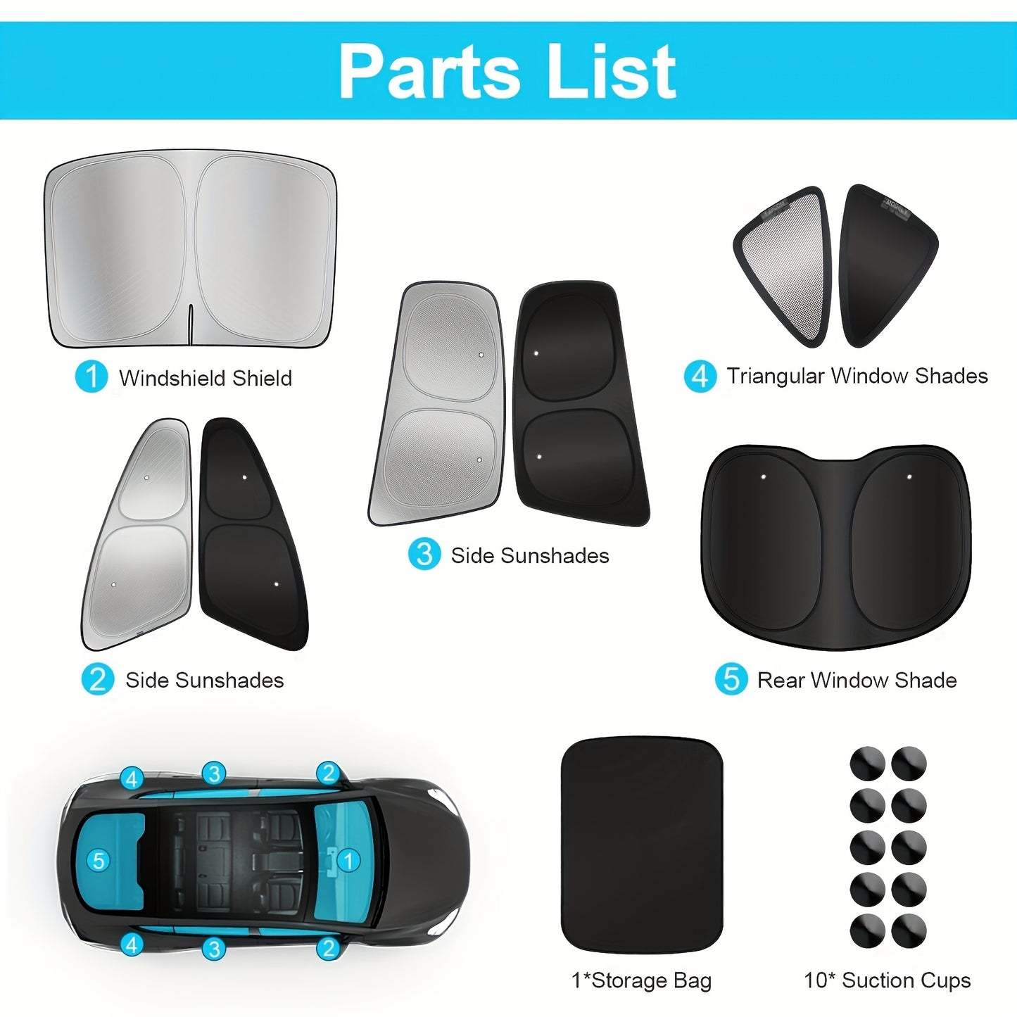 8-Piece Model Y Sunshade Kit | Privacy Shades for 2019-2024 Model Y