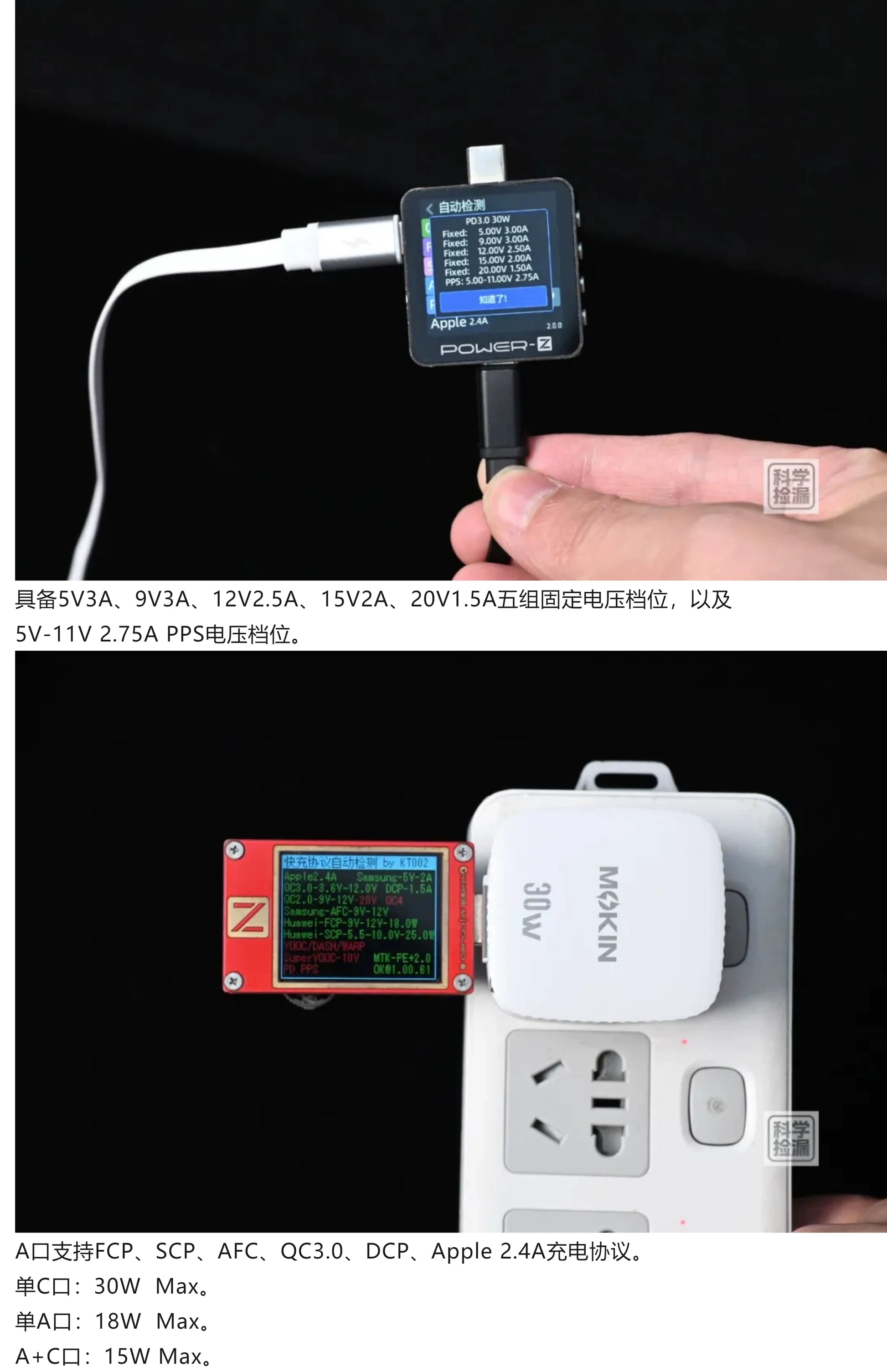 MOKIN 30W GaN Retractable Cable Charger 1A1C Fast 