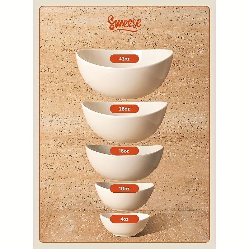 Sweese 5-Inch Small Porcelain Bowls, 10oz, Set of 6 | Microwave & Dishwasher Safe