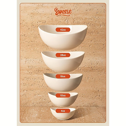 Sweese 5-Inch Small Porcelain Bowls, 10oz, Set of 6 | Microwave & Dishwasher Safe