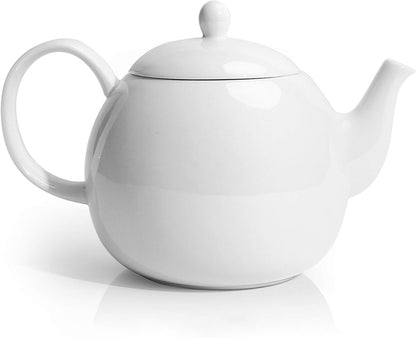 40oz Ceramic Teapot | Classic White Porcelain Teapot