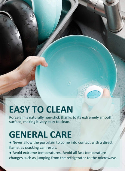 Pasta Bowls, 35oz | Wide & Shallow Ceramic Salad Bowls (Turquoise)