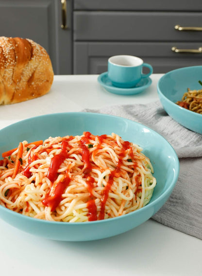 Pasta Bowls, 35oz | Wide & Shallow Ceramic Salad Bowls (Turquoise)