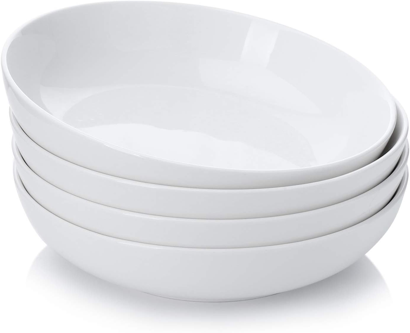 Pasta Bowls, 35oz | Wide & Shallow Ceramic Salad Bowls (White)