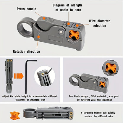 KOTTO Coaxial Cable Crimper & Compression Tool Kit | RG6 RG59 Connectors Included