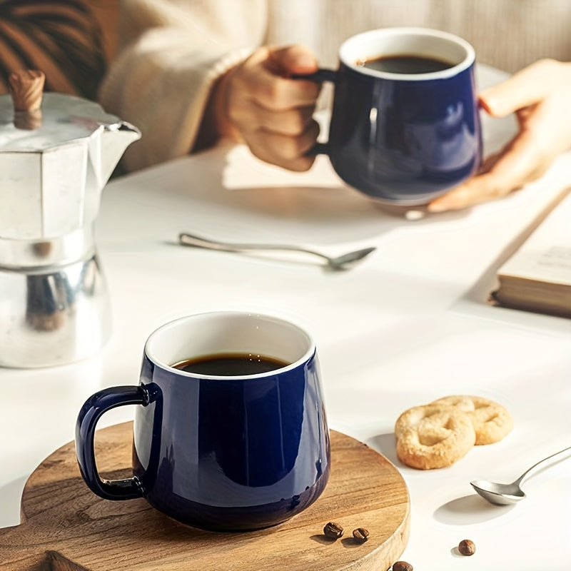 Ceramic Coffee Mug Set, 4-Pack (12oz) | Large Handle, Dishwasher Safe (Navy Blue)