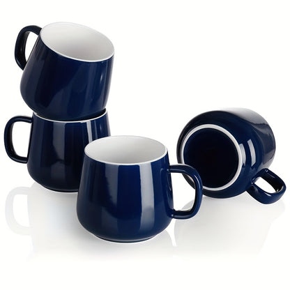 Ceramic Coffee Mug Set, 4-Pack (12oz) | Large Handle, Dishwasher Safe (Navy Blue)