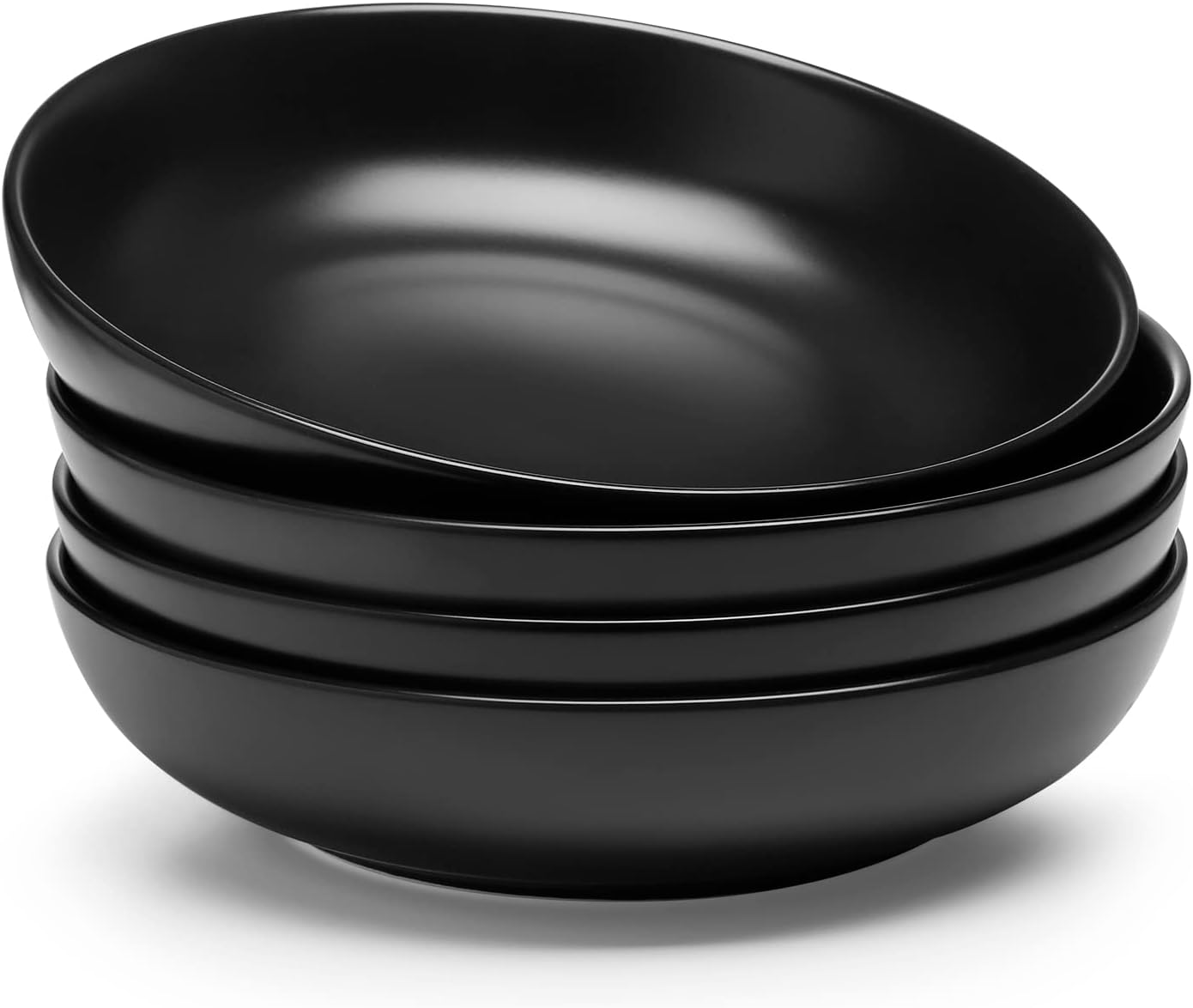 Pasta & Salad Bowl Set, 50oz | Matte Black Ceramic Bowls, Set of 4