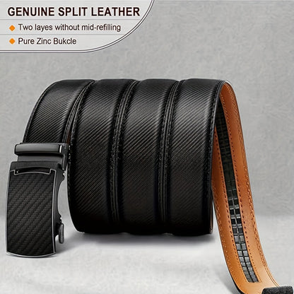 2-Pack Men's Leather Ratchet Belts | Adjustable Dress Belts for Formal Wear