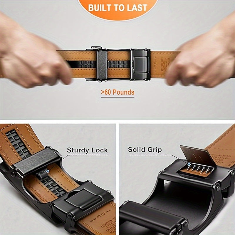 2-Pack Men's Leather Ratchet Belts | Adjustable Dress Belts for Formal Wear