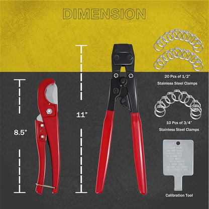 Ratchet PEX Crimping Tool & Pipe Cutter | ASTM 2098 Compliant