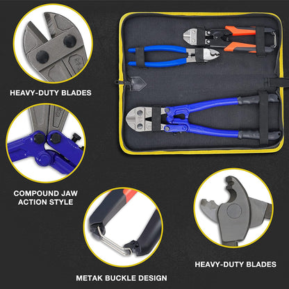 Heavy-Duty Cable Cutter Set | 14" Wire Cutter & 8" Mini High-Leverage Snips