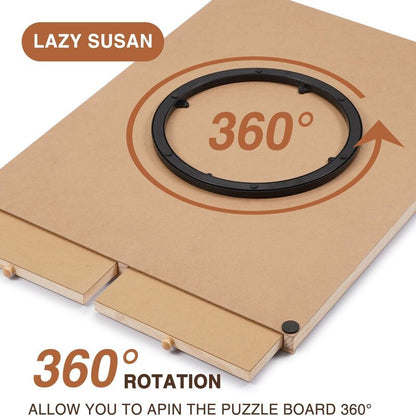 1500-Piece Wooden Puzzle Board | Rotating Lazy Susan Table with 4 Drawers