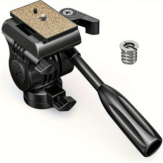 Tripod Fluid Head with Quick Release Plate | Detachable Handle for DSLR & Camcorders