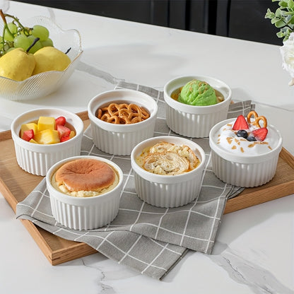 8oz Oven-Safe Ramekins | White Porcelain Baking Dishes, Set of 6