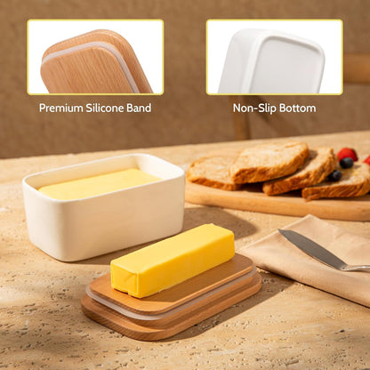 Swedish Butter Dish | Airtight Butter Keeper with Beechwood Lid