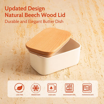 Swedish Butter Dish | Airtight Butter Keeper with Beechwood Lid