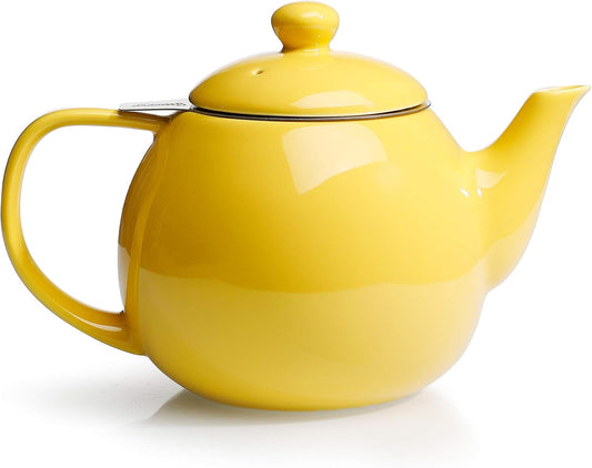 Sweese 27oz Ceramic Teapot with Stainless Steel Infuser | Yellow